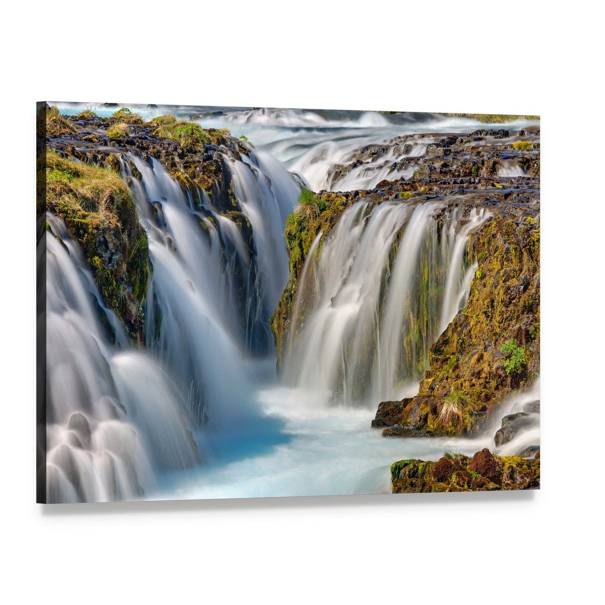 Bruarfoss Waterfall in Iceland Canvas Wall Art, single panel gallery wrapped canvas, angled product view