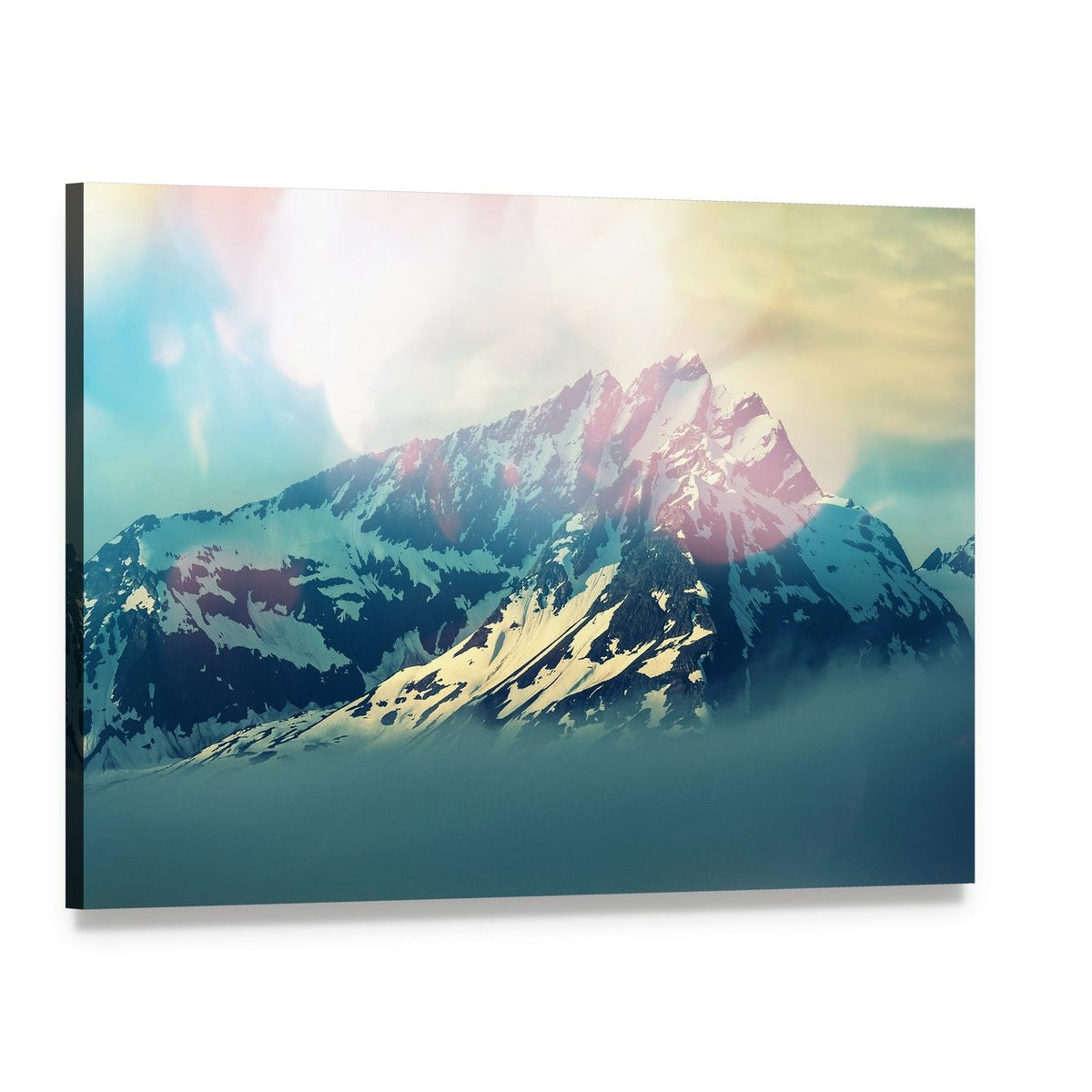 Majestic Mountain Peak in Bright Light Canvas Wall Art, single panel gallery wrapped canvas, angled product view