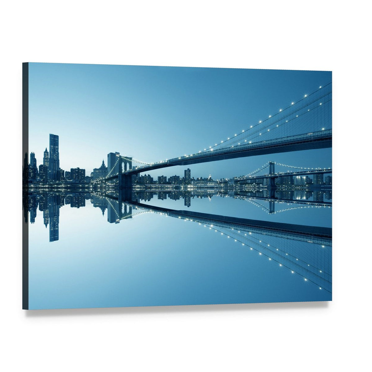 Manhattan Skyline and Brooklyn Bridge Canvas Wall Art, single panel gallery wrapped canvas, angled product view