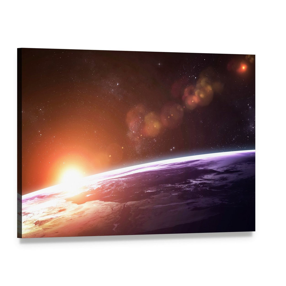 Sunset on Planet Earth Canvas Wall Art, single panel gallery wrapped canvas, angled product view