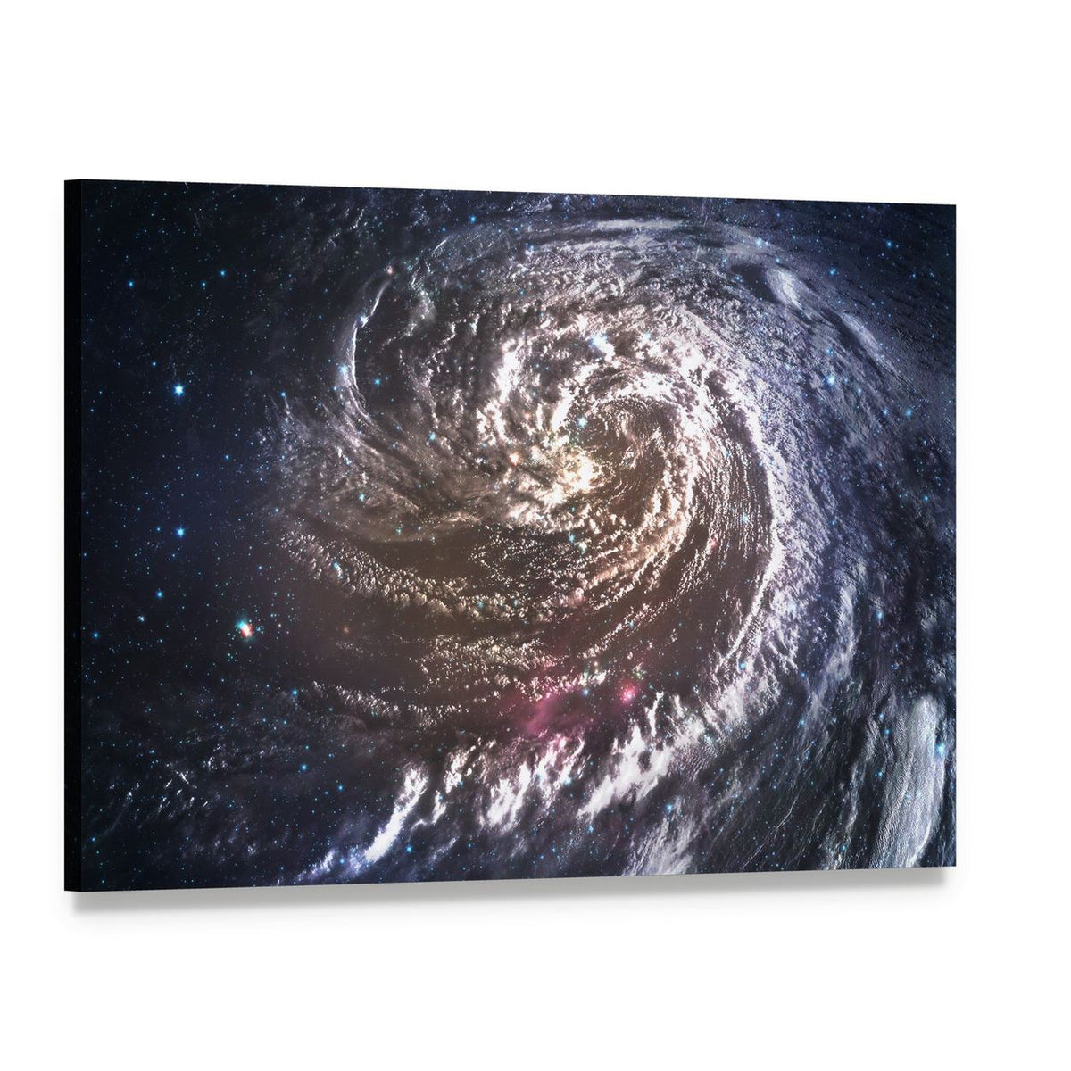 Spiral Galaxy in Deep Space Canvas Wall Art, single panel gallery wrapped canvas, angled product view