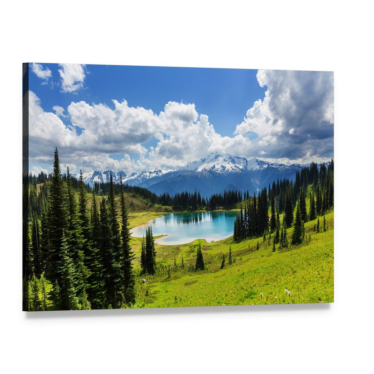 Glacier Peak Above Mountain Lake Canvas Wall Art, single panel gallery wrapped canvas, angled product view