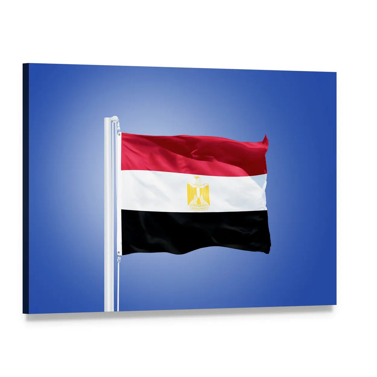 Waving Egyptian Flag with Eagle of Saladin Canvas Wall Art, single panel gallery wrapped canvas, angled product view