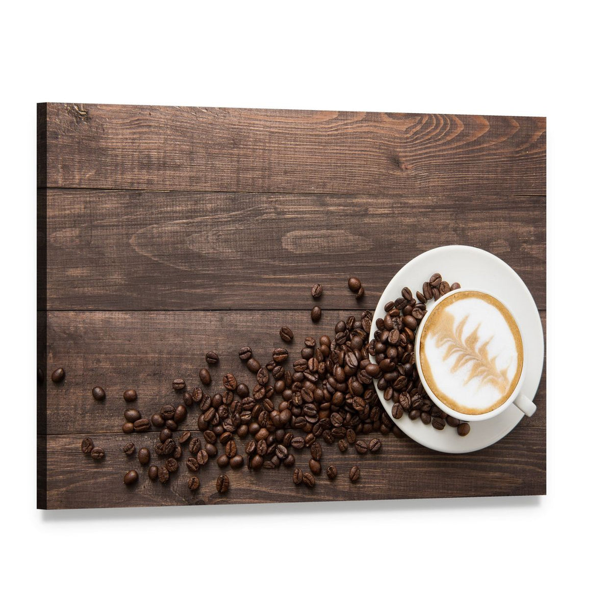 Coffee & Coffee Beans Canvas Wall Art, single panel gallery wrapped canvas, angled product view