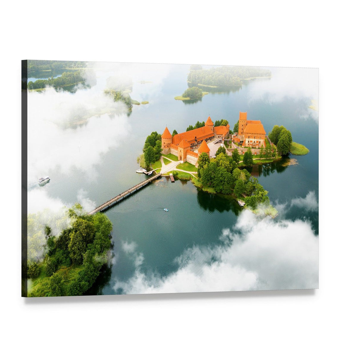 Trakai Island Castle Aerial View Canvas Wall Art, single panel gallery wrapped canvas, angled product view
