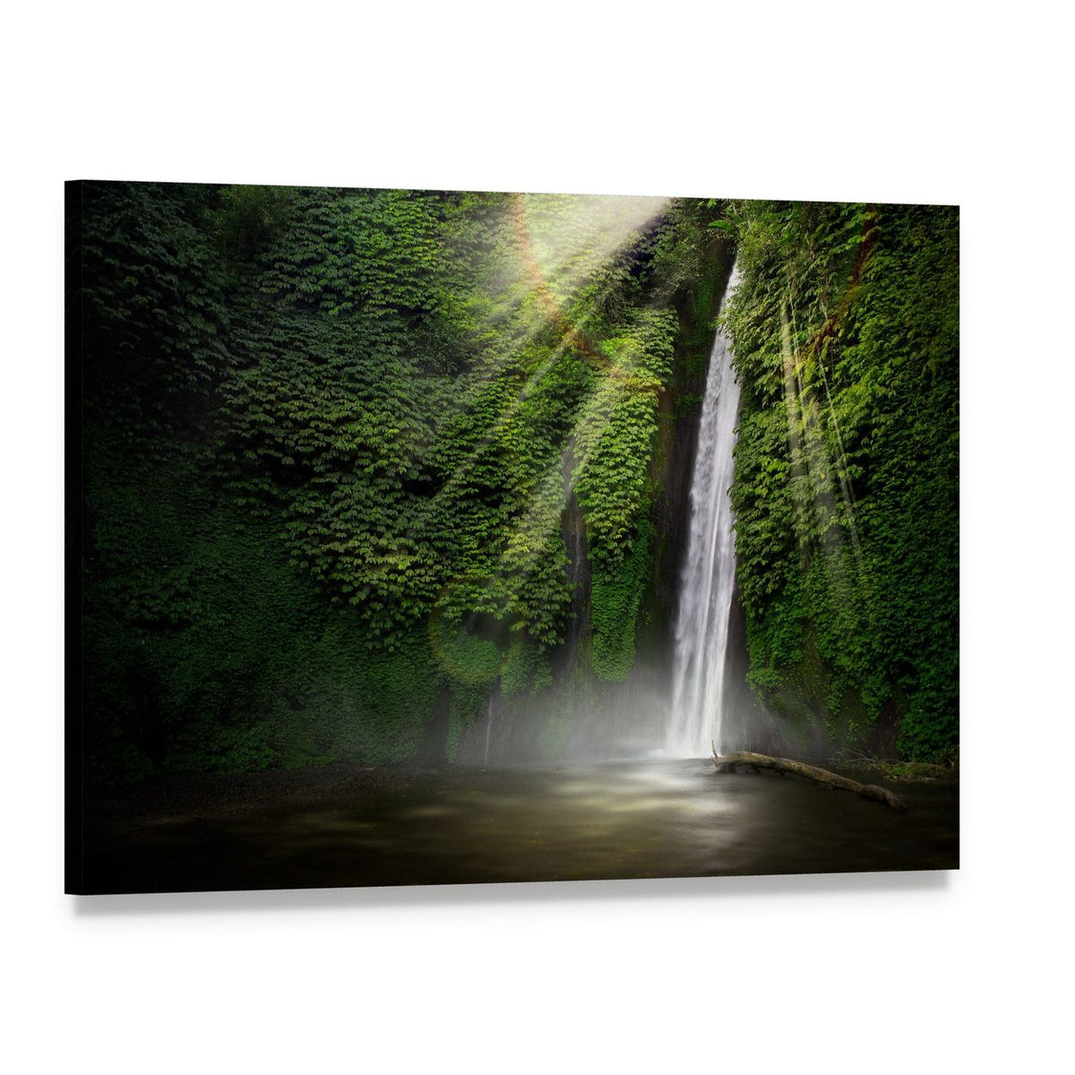 Waterfall in Munduk Bali Indonesia Canvas Wall Art, single panel gallery wrapped canvas, angled product view