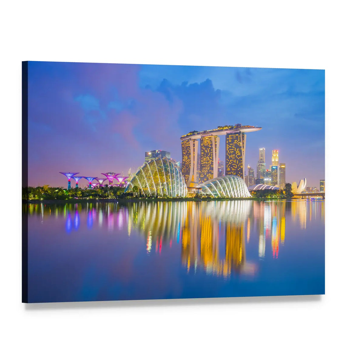 Singapore Skyline at Twilight Canvas Wall Art, single panel gallery wrapped canvas, angled product view