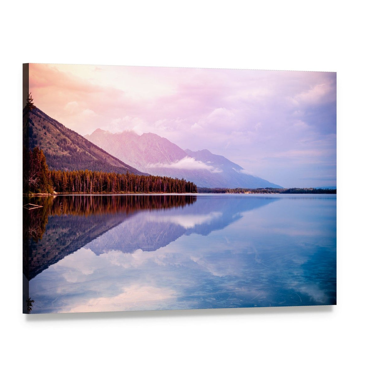 Leigh Lake Sunset Reflections Canvas Wall Art, single panel gallery wrapped canvas, angled product view