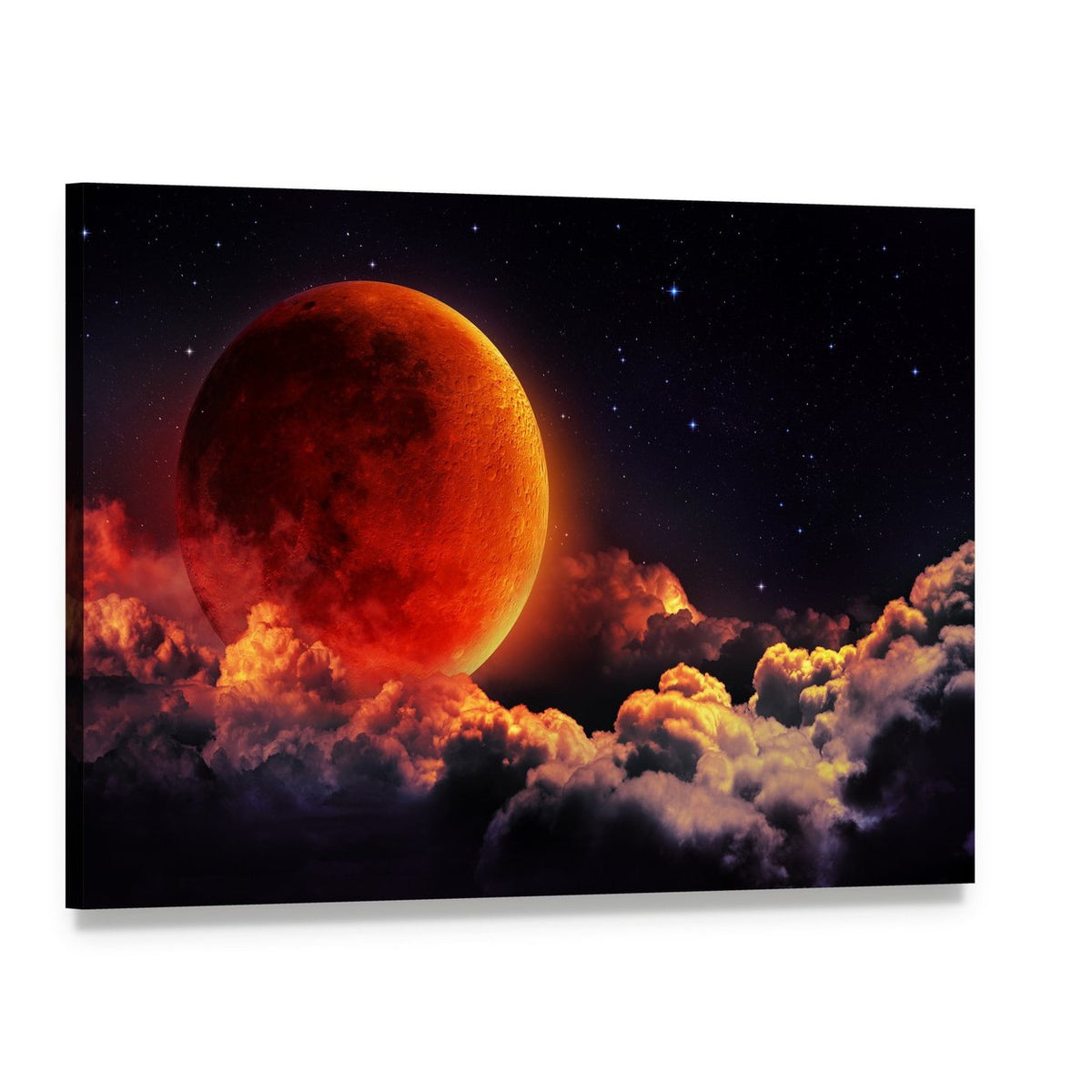 Red Planet with Clouds Canvas Wall Art, single panel gallery wrapped canvas, angled product view