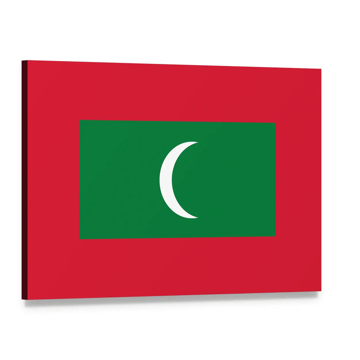 Maldives Flag with Crescent Moon Canvas Wall Art, single panel gallery wrapped canvas, angled product view