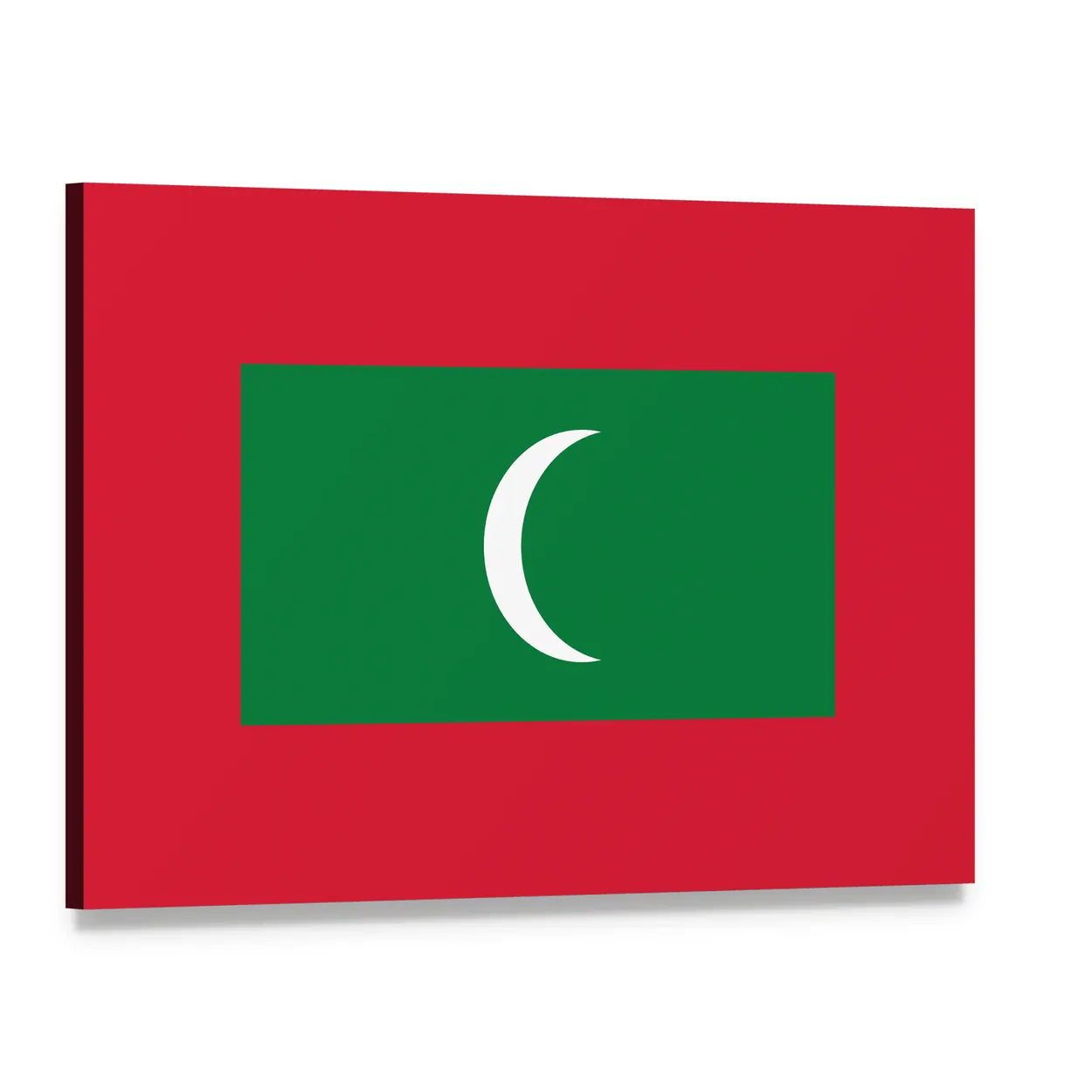 Maldives Flag with Crescent Moon Canvas Wall Art, single panel gallery wrapped canvas, angled product view