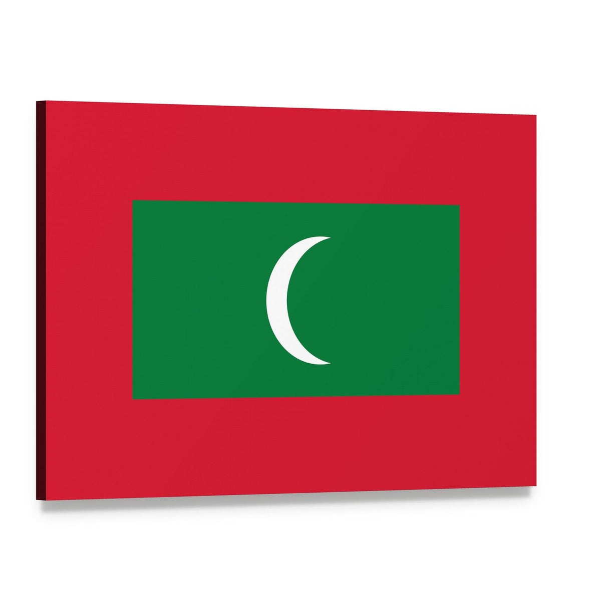 Maldives Flag with Crescent Canvas Wall Art, single panel gallery wrapped canvas, angled product view