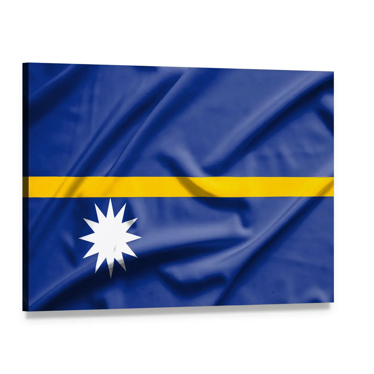 Nauru Flag Canvas Wall Art, single panel gallery wrapped canvas, angled product view