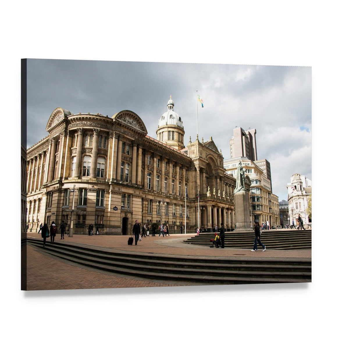 Victoria Square in Birmingham Canvas Wall Art, single panel gallery wrapped canvas, angled product view