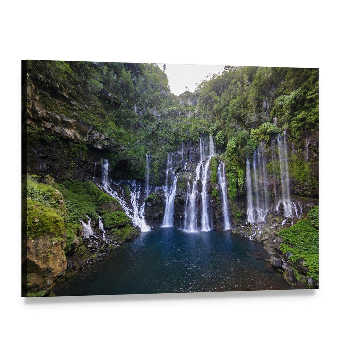 Grand Galet Waterfall Canvas Wall Art, single panel gallery wrapped canvas, angled product view