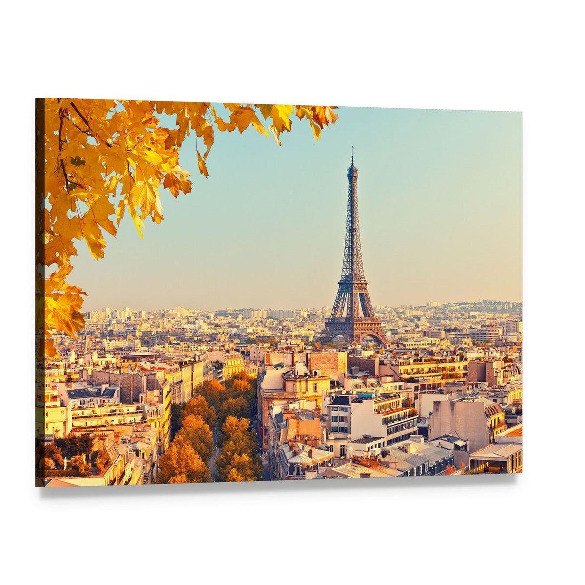 Eiffel Tower in Paris, Autumn Canvas Wall Art, single panel gallery wrapped canvas, angled product view