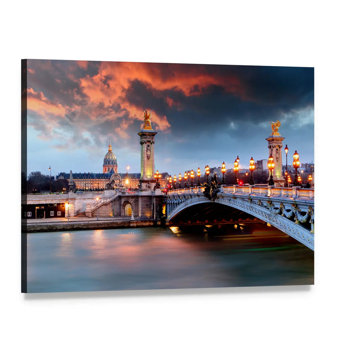 Pont Alexandre Iii at Dusk, Paris Canvas Wall Art, single panel gallery wrapped canvas, angled product view