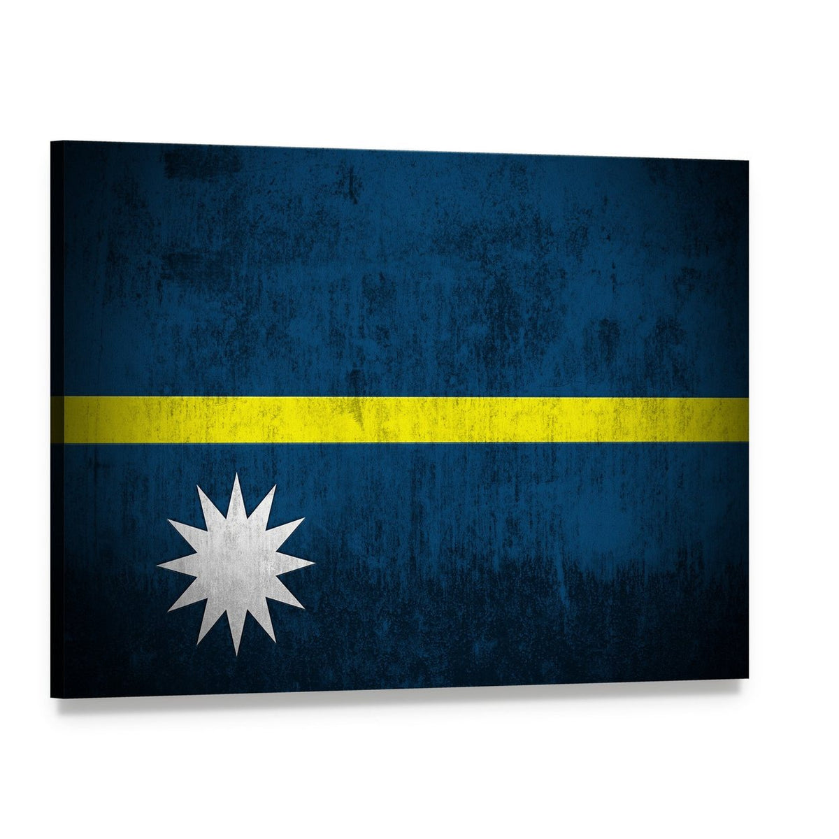 Nauru Flag with 12-point Star Canvas Wall Art, single panel gallery wrapped canvas, angled product view