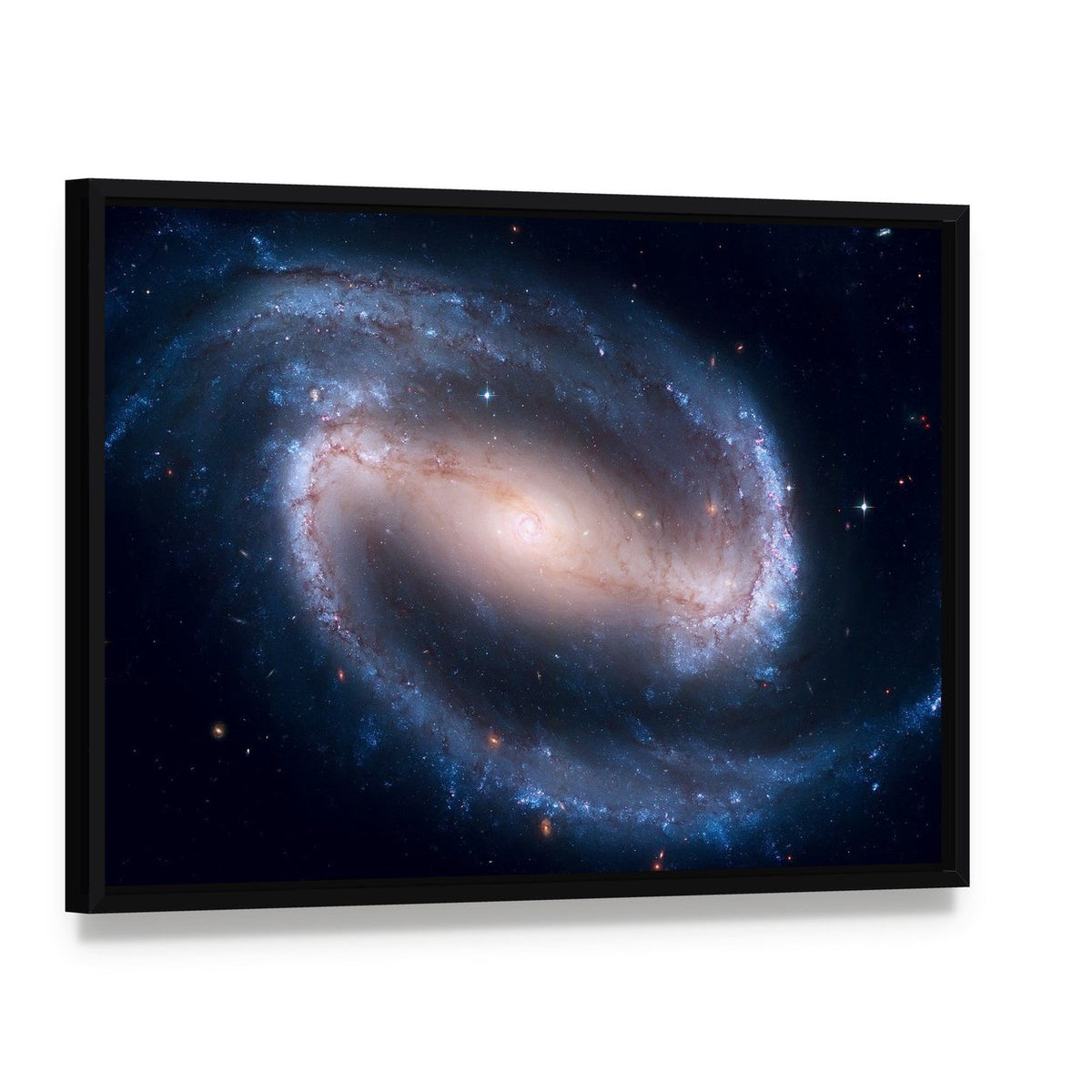 Ngc 1300 Spiral Galaxy Canvas Wall Art, framed canvas in a black floater frame, angled product view