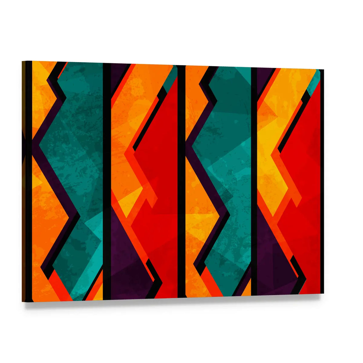 African Geometric Abstract Pattern Canvas Wall Art, single panel gallery wrapped canvas, angled product view