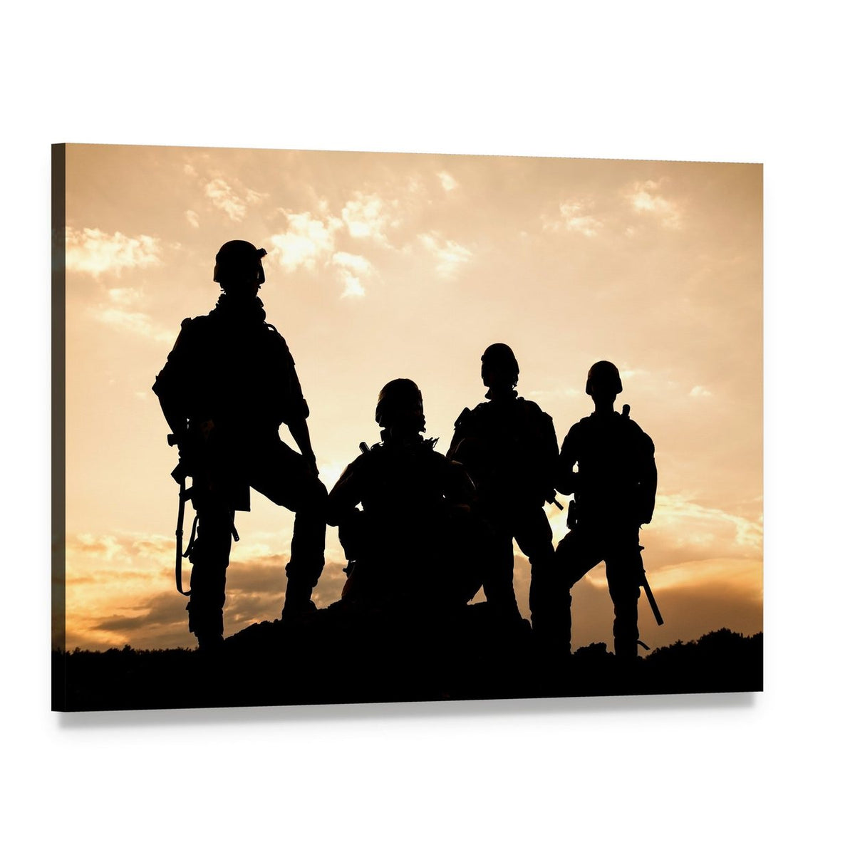 United States Army Rangers at Sunset Canvas Wall Art, single panel gallery wrapped canvas, angled product view