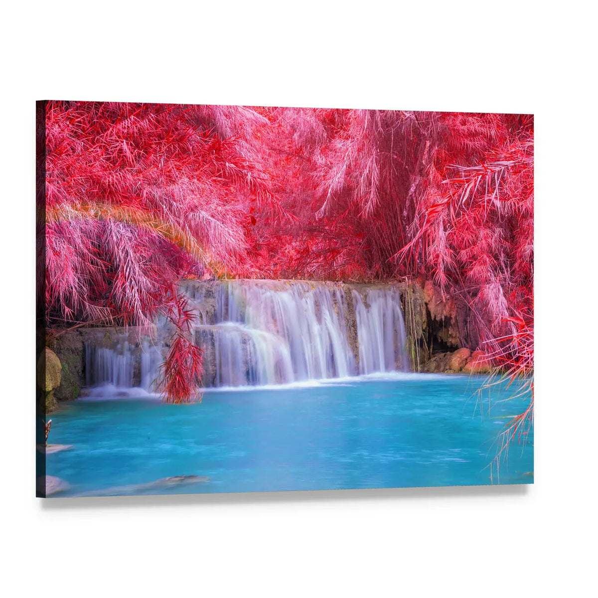 Tat Kuang Si Waterfalls, Luang Prabang Canvas Wall Art, single panel gallery wrapped canvas, angled product view