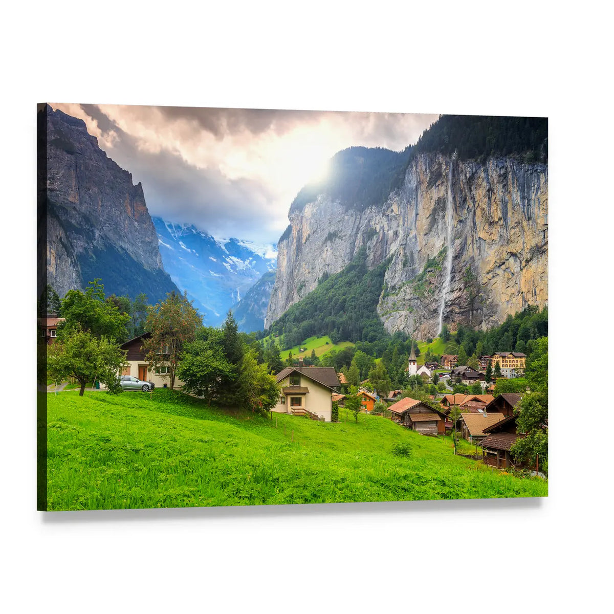 Lauterbrunnen Valley, Switzerland Canvas Wall Art, single panel gallery wrapped canvas, angled product view