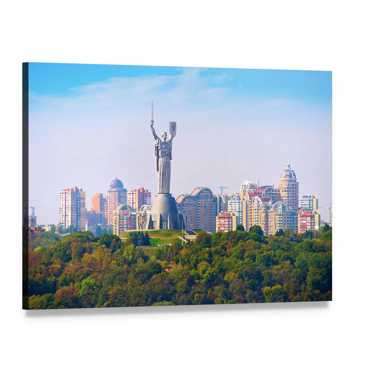 Motherland Statue in Ukraine Canvas Wall Art, single panel gallery wrapped canvas, angled product view