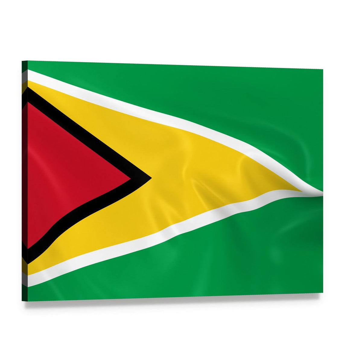 Waving Guyana Flag Canvas Wall Art, single panel gallery wrapped canvas, angled product view