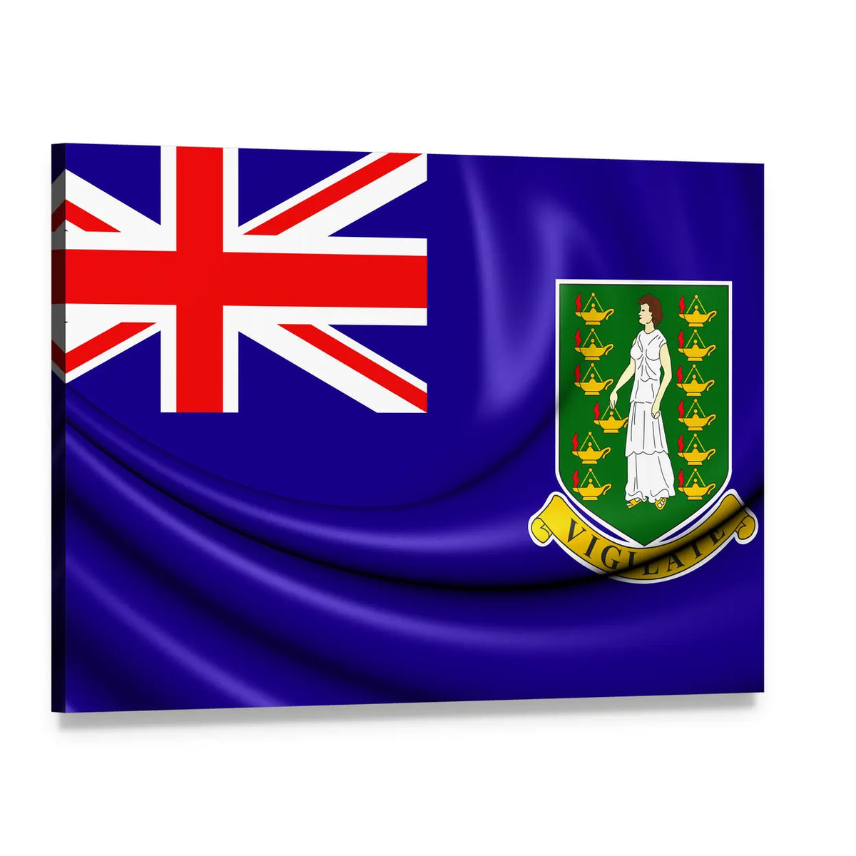 British Virgin Islands Flag Canvas Wall Art, single panel gallery wrapped canvas, angled product view