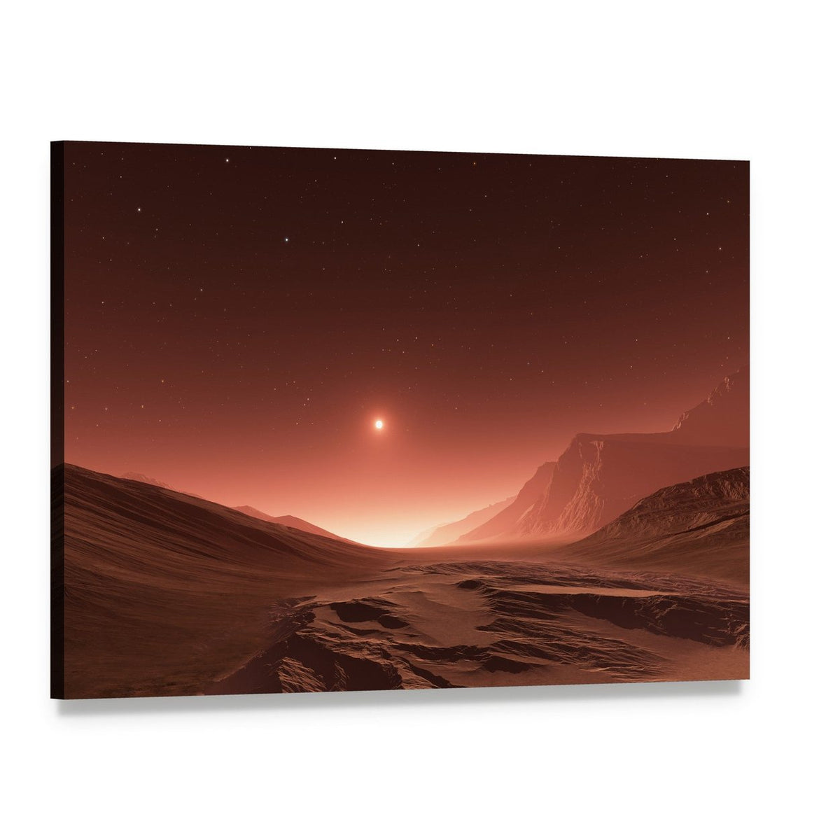 Sunset on Mars Canvas Wall Art, single panel gallery wrapped canvas, angled product view
