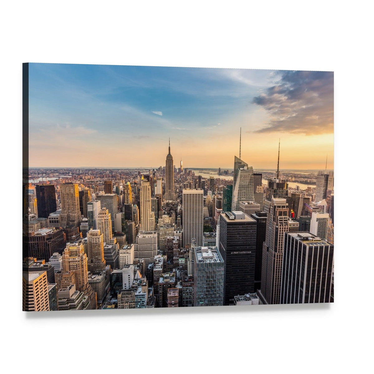 Ny Midtown Skyline Canvas Wall Art, single panel gallery wrapped canvas, angled product view