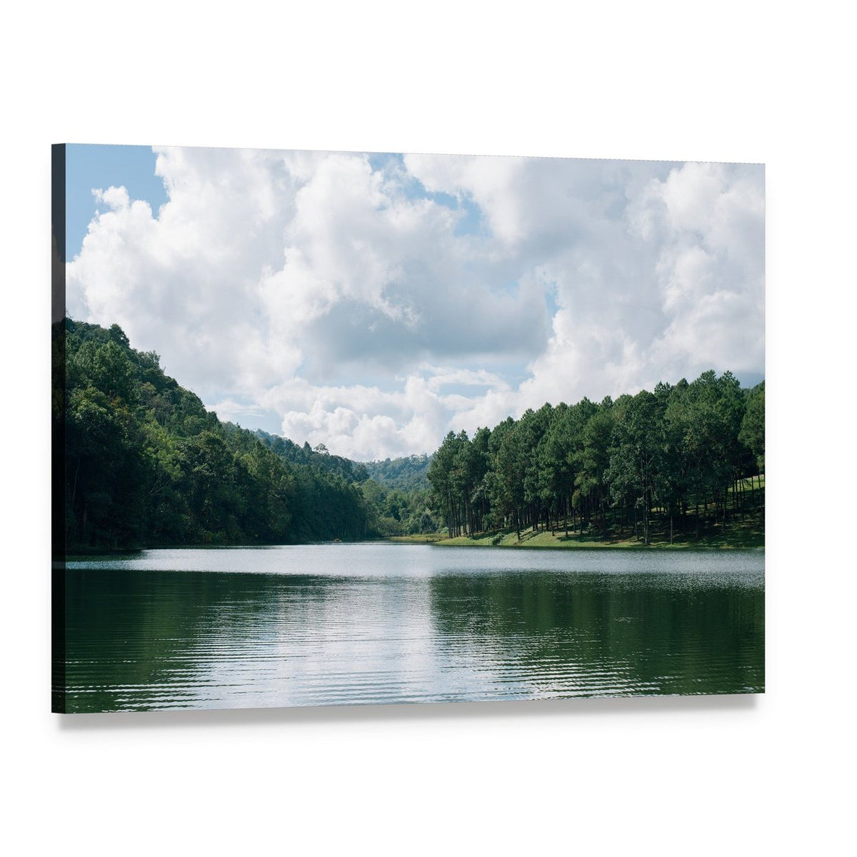 Pang Ung Lake in Maehongson Canvas Wall Art, single panel gallery wrapped canvas, angled product view
