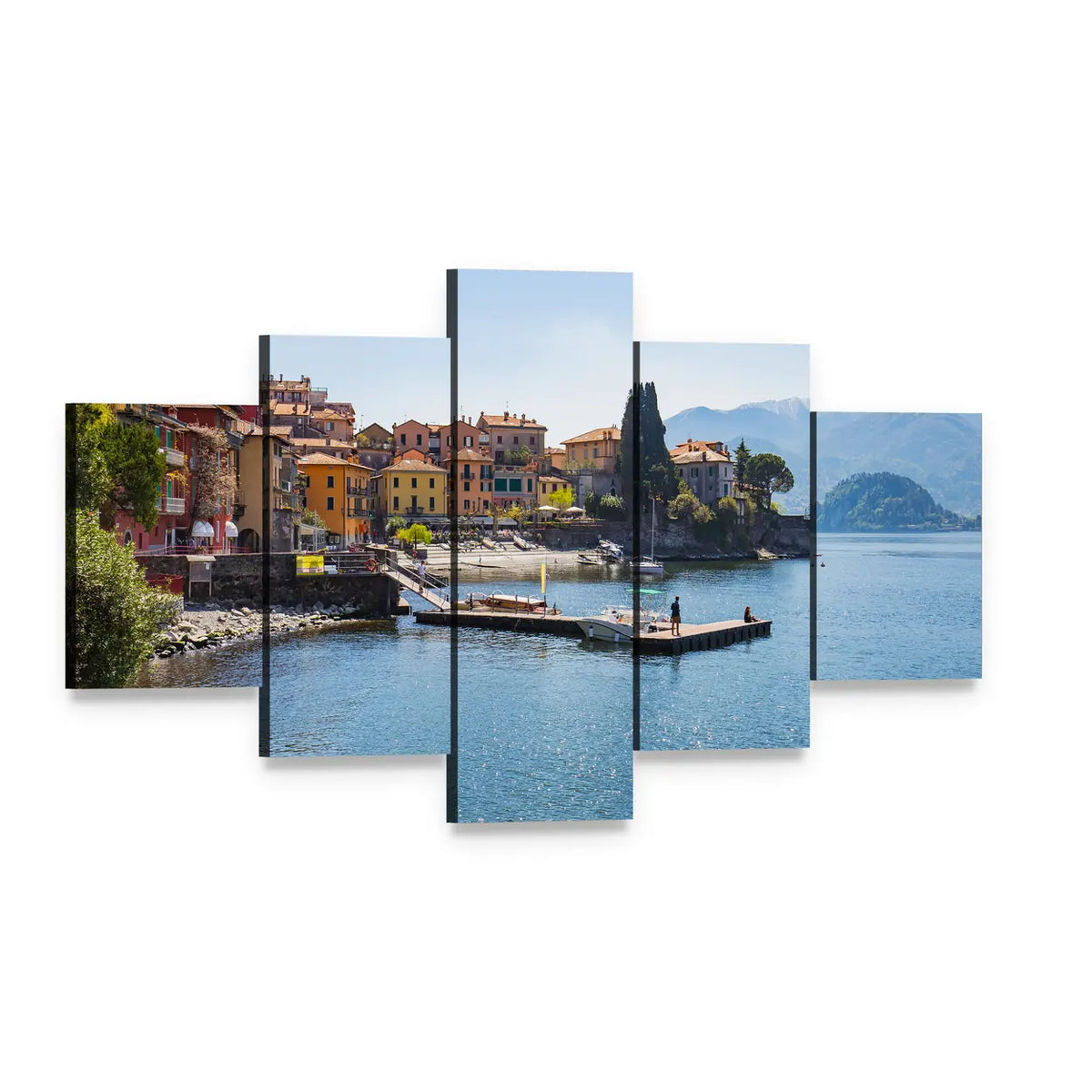 Varenna on Lake Como, Italy Canvas Wall Art, 5 panel 5 Star layout gallery wrapped canvas set, angled product view