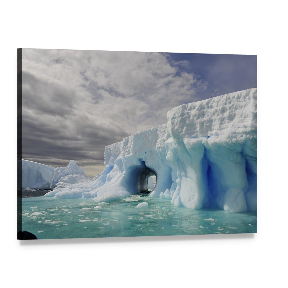 Icebergs in Antarctica Canvas Wall Art, single panel gallery wrapped canvas, angled product view