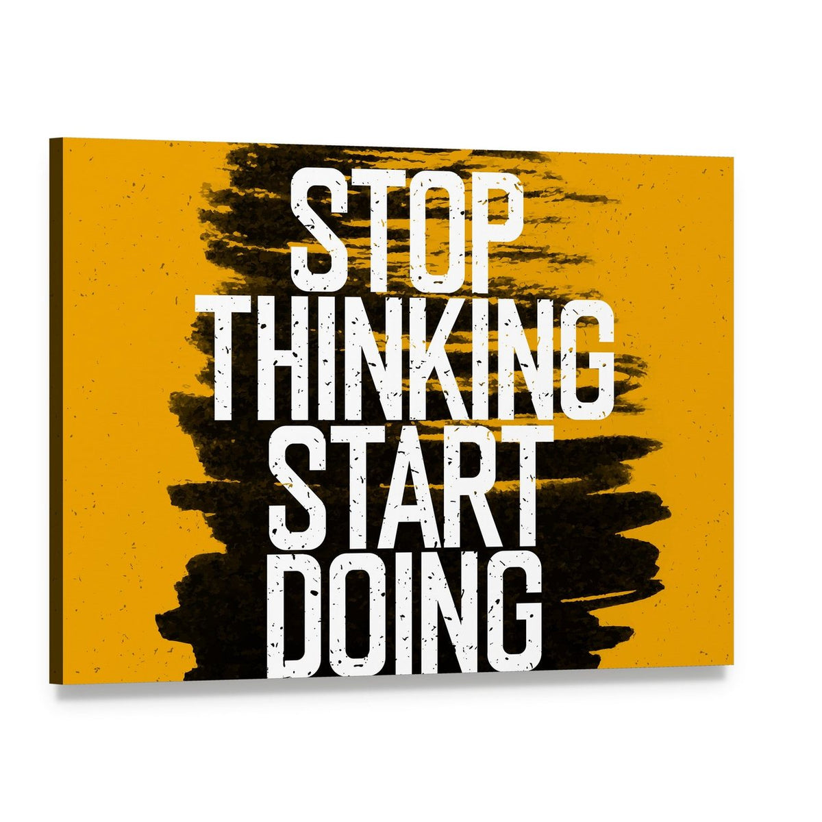 Stop Thinking Start Doing Canvas Wall Art, single panel gallery wrapped canvas, angled product view