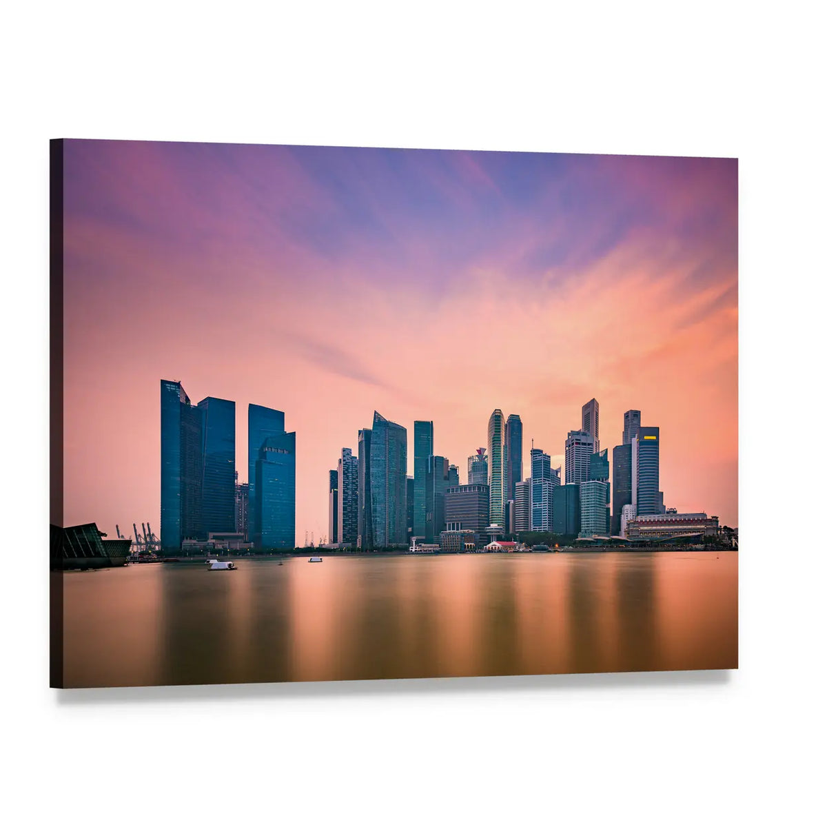 Singapore Skyline at Marina Bay Canvas Wall Art, single panel gallery wrapped canvas, angled product view