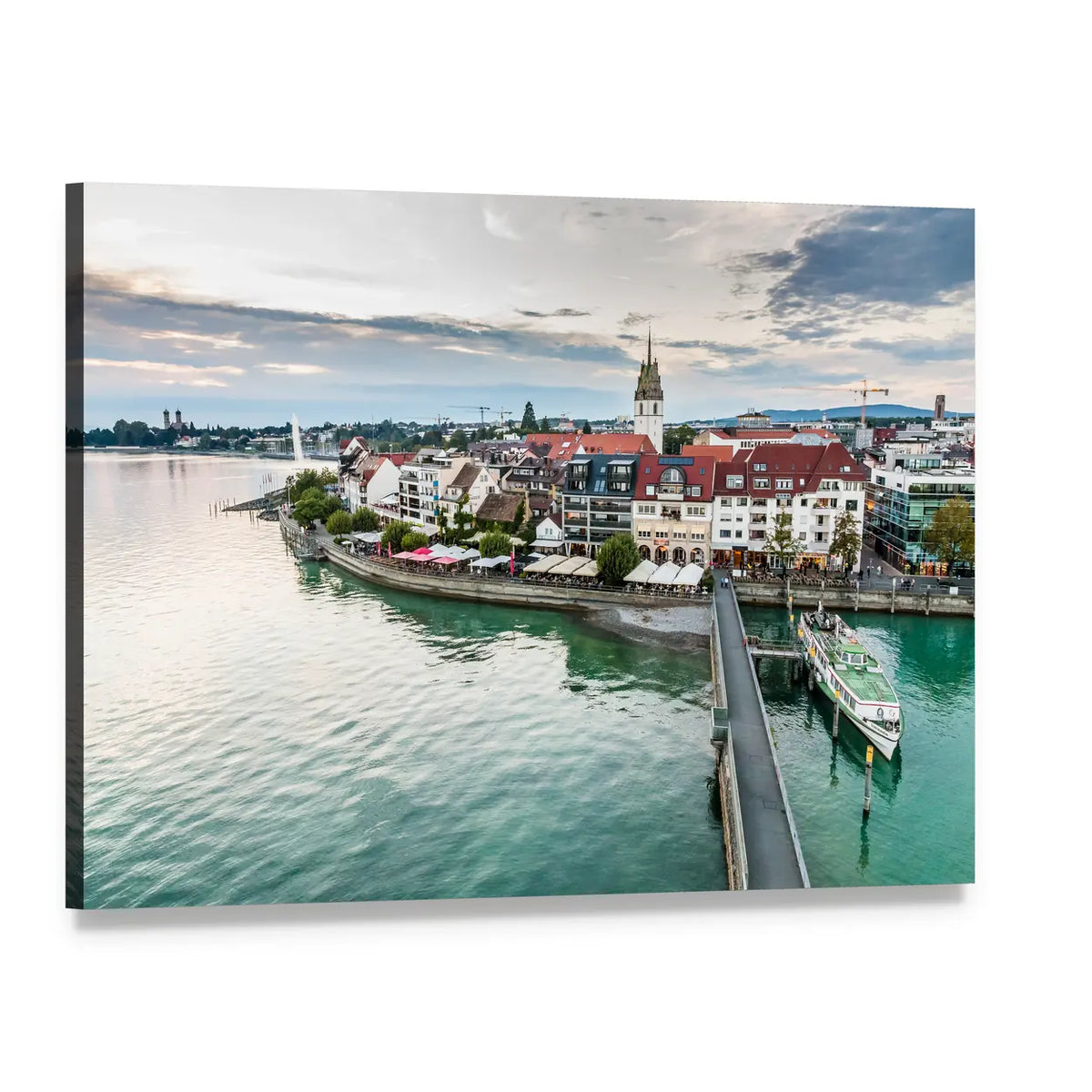 Friedrichshafen Waterfront Cityscape Canvas Wall Art, single panel gallery wrapped canvas, angled product view