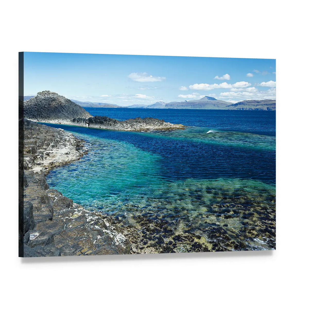 Sea at Staffa Island Canvas Wall Art, single panel gallery wrapped canvas, angled product view