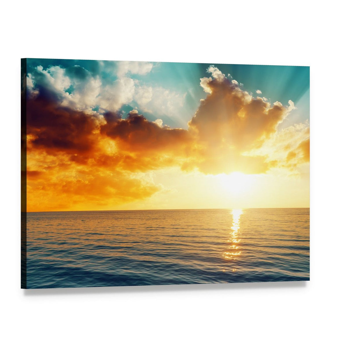 Sunset Over the Sea Canvas Wall Art, single panel gallery wrapped canvas, angled product view