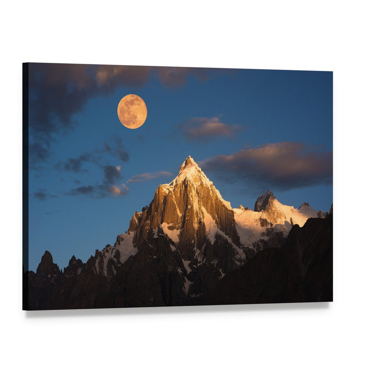 Paiyu Peak at Sunrise Canvas Wall Art, single panel gallery wrapped canvas, angled product view
