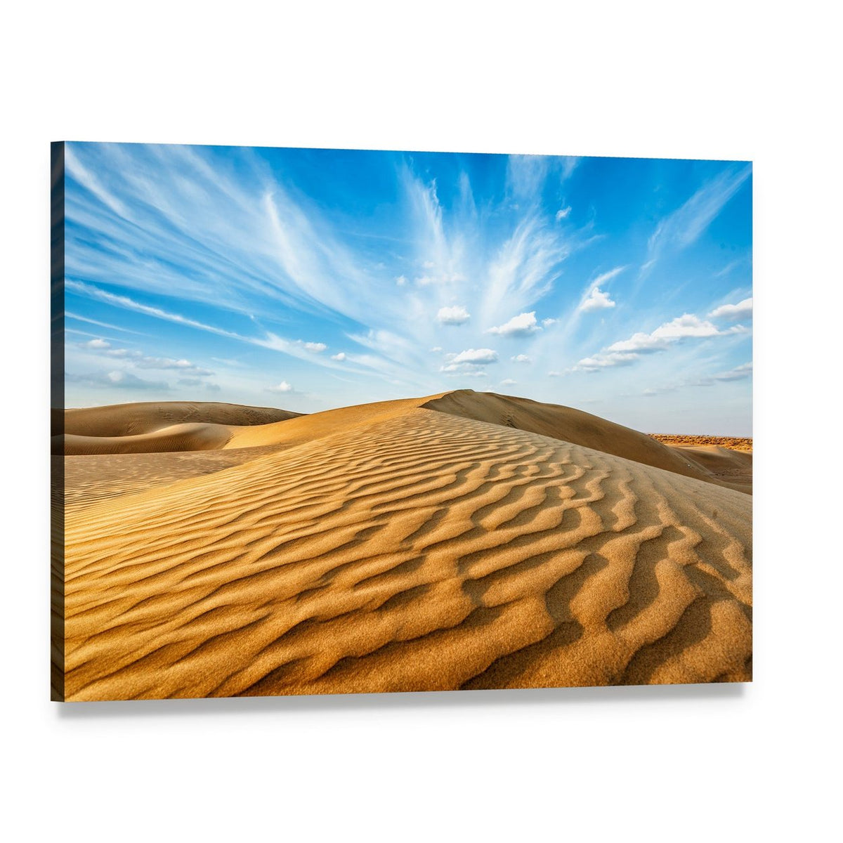 Thar Desert Landscape with Sand Dunes Canvas Wall Art, single panel gallery wrapped canvas, angled product view