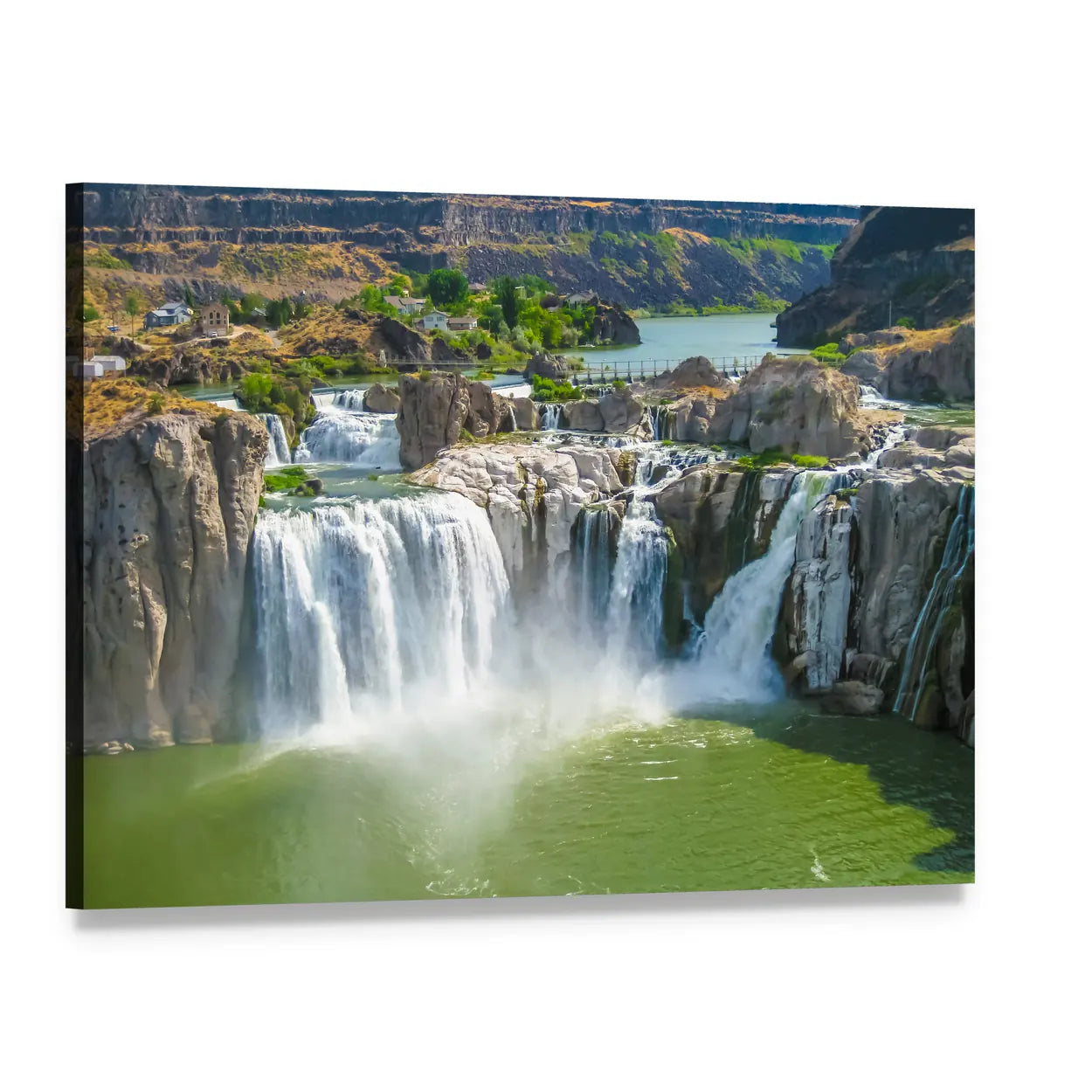 Shoshone Falls Waterfall Landscape Canvas Wall Art, single panel gallery wrapped canvas, angled product view