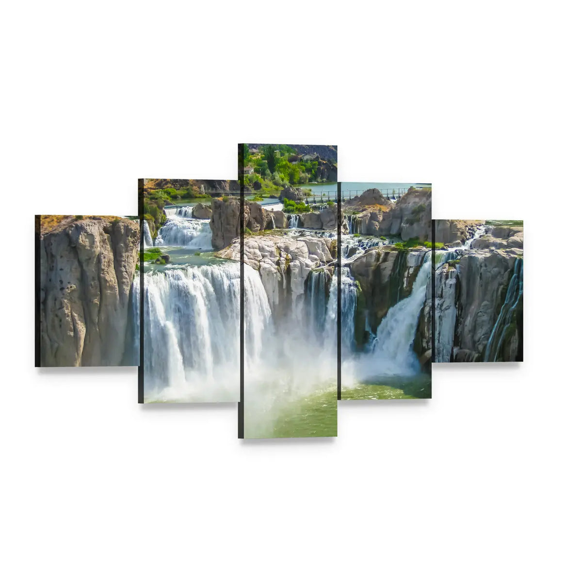Shoshone Falls Canvas Wall Art, 5 panel 5 Star layout gallery wrapped canvas set, angled product view