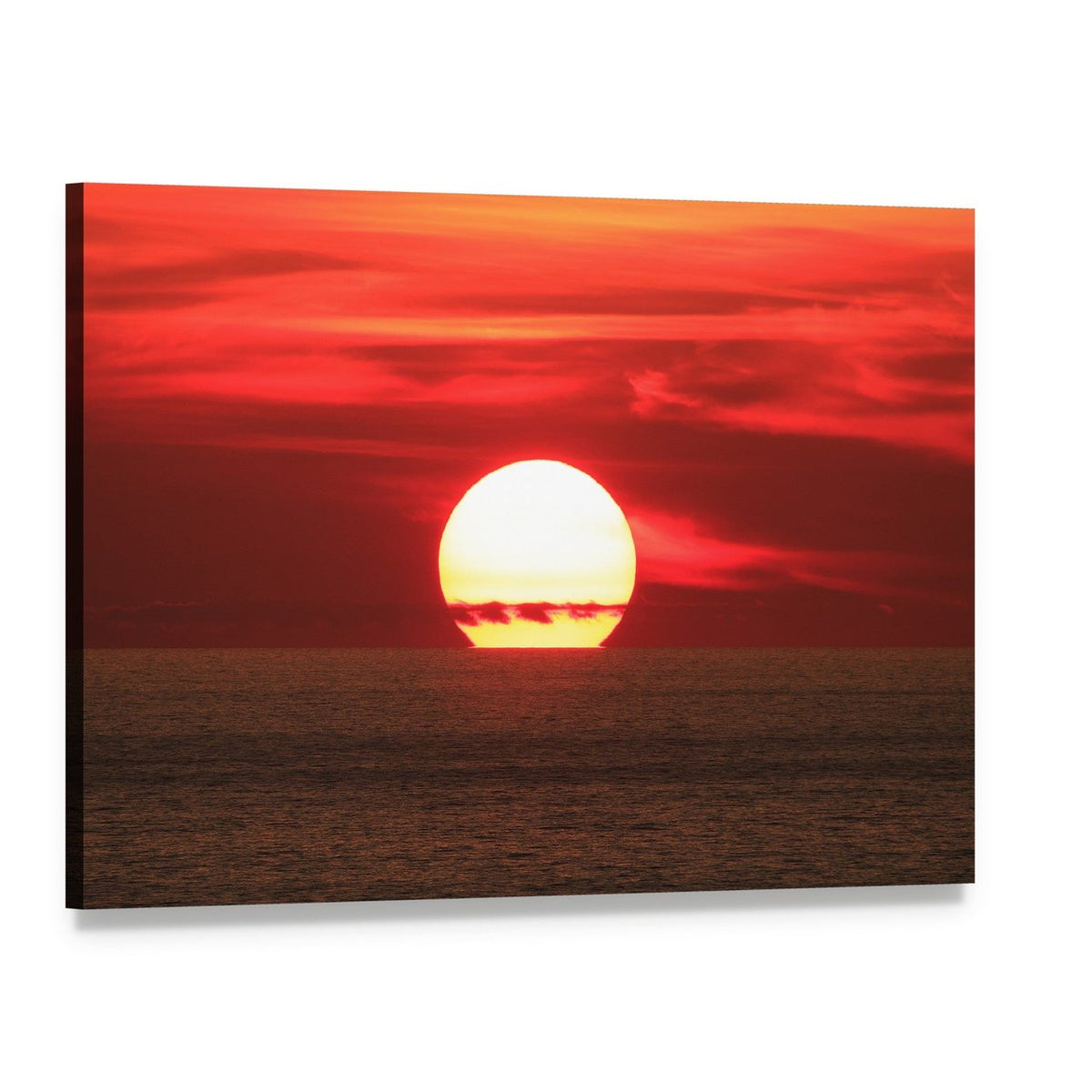 Sunset Over the Sea Canvas Wall Art, single panel gallery wrapped canvas, angled product view