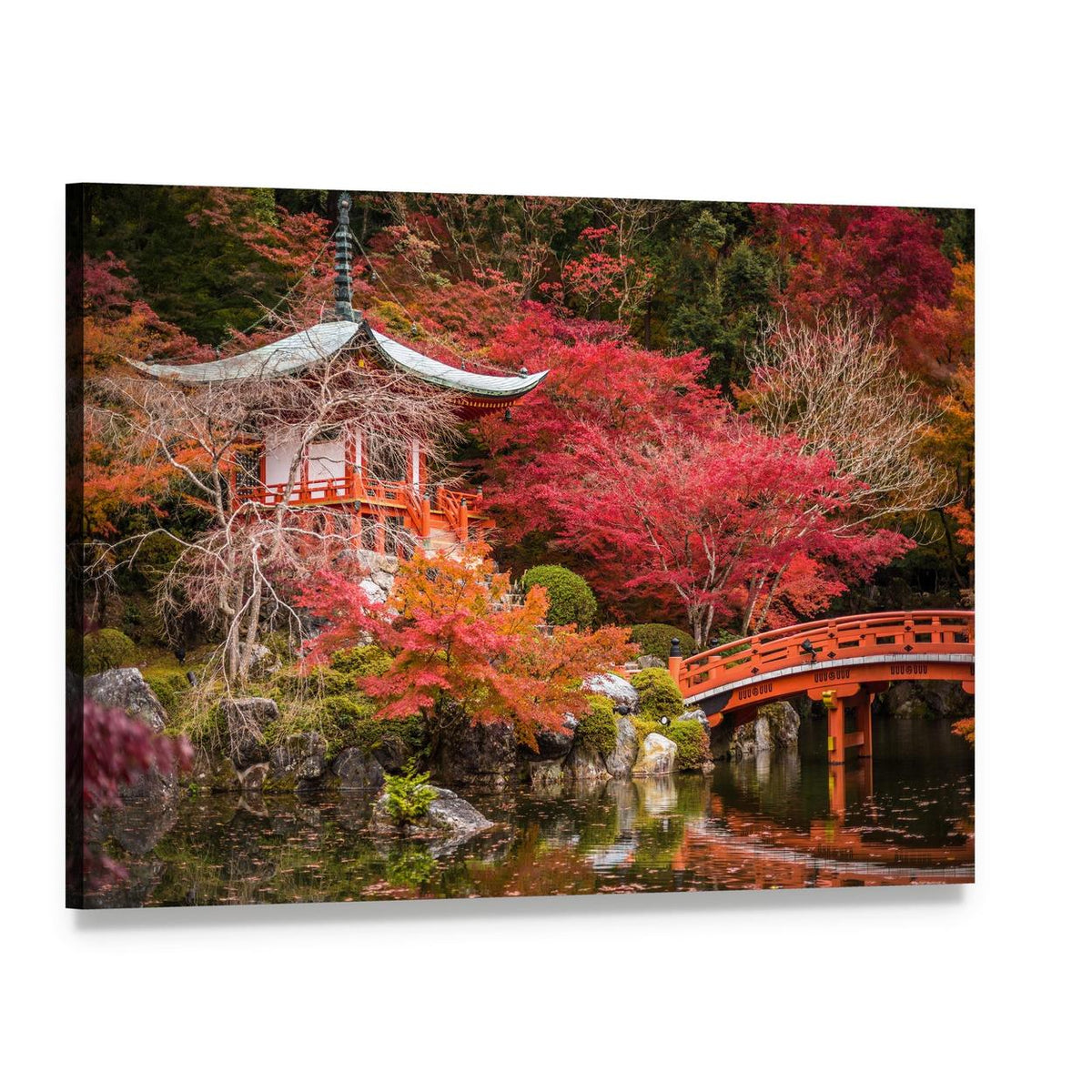 Daigoji Temple Autumn Garden Canvas Wall Art, single panel gallery wrapped canvas, angled product view
