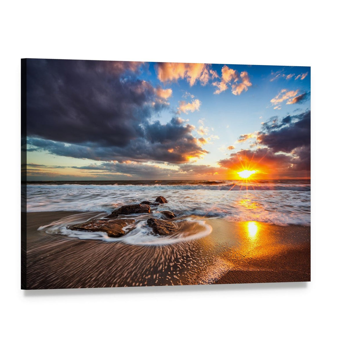 Cloudscape Over Sea Canvas Wall Art, single panel gallery wrapped canvas, angled product view