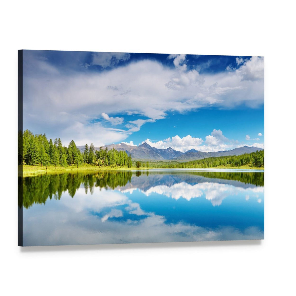Lake Altai Mountains Canvas Wall Art, single panel gallery wrapped canvas, angled product view