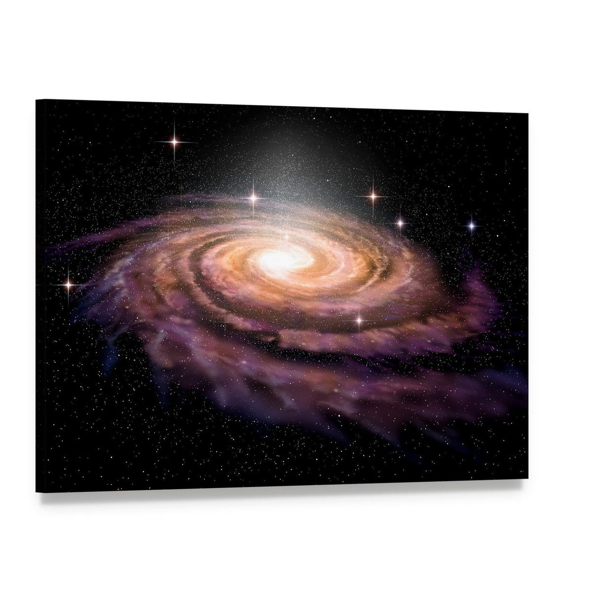 Spiral Galaxy in Deep Space Illustration Canvas Wall Art, single panel gallery wrapped canvas, angled product view