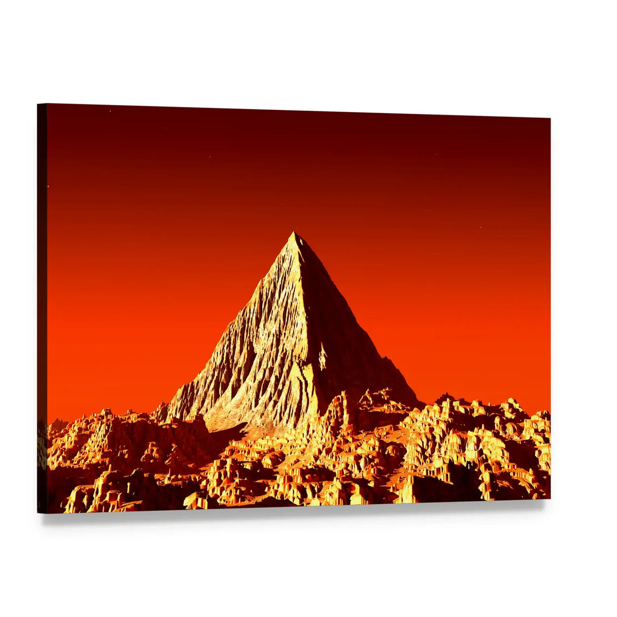 Martian Pyramid at Sunset Canvas Wall Art, single panel gallery wrapped canvas, angled product view